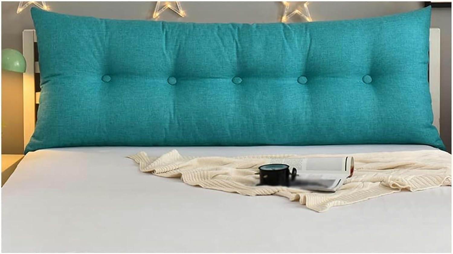 Bedside Cushion Bed Rest Positioning Support Pillow Bedside Cushion Headboard Bolster for Reading in Bed Perfect Bolster Lumbar Cushion for Day Bed Rectangular Headboard-1, 60X50cm, Lake Blue