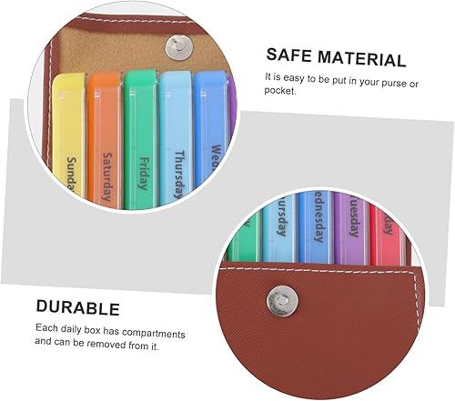 Miniatura 8 de Healeved 1 Set Leather Bag Medicine Box Holder Drug Carry case Portable Pill Organizer Travel Pill Travel Medication pastillero de Durable Medicine