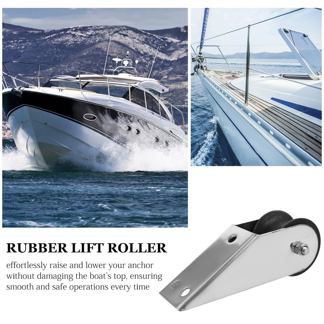 MAGICLULU Rouleau D’Ancre D’étrave en Acier Inoxydable, Support de Levage Rouleau en Caoutchouc, Accessoire Fixe pour Ancre de Bateau, Solide et Compact, Usage Plaisance et Pêche