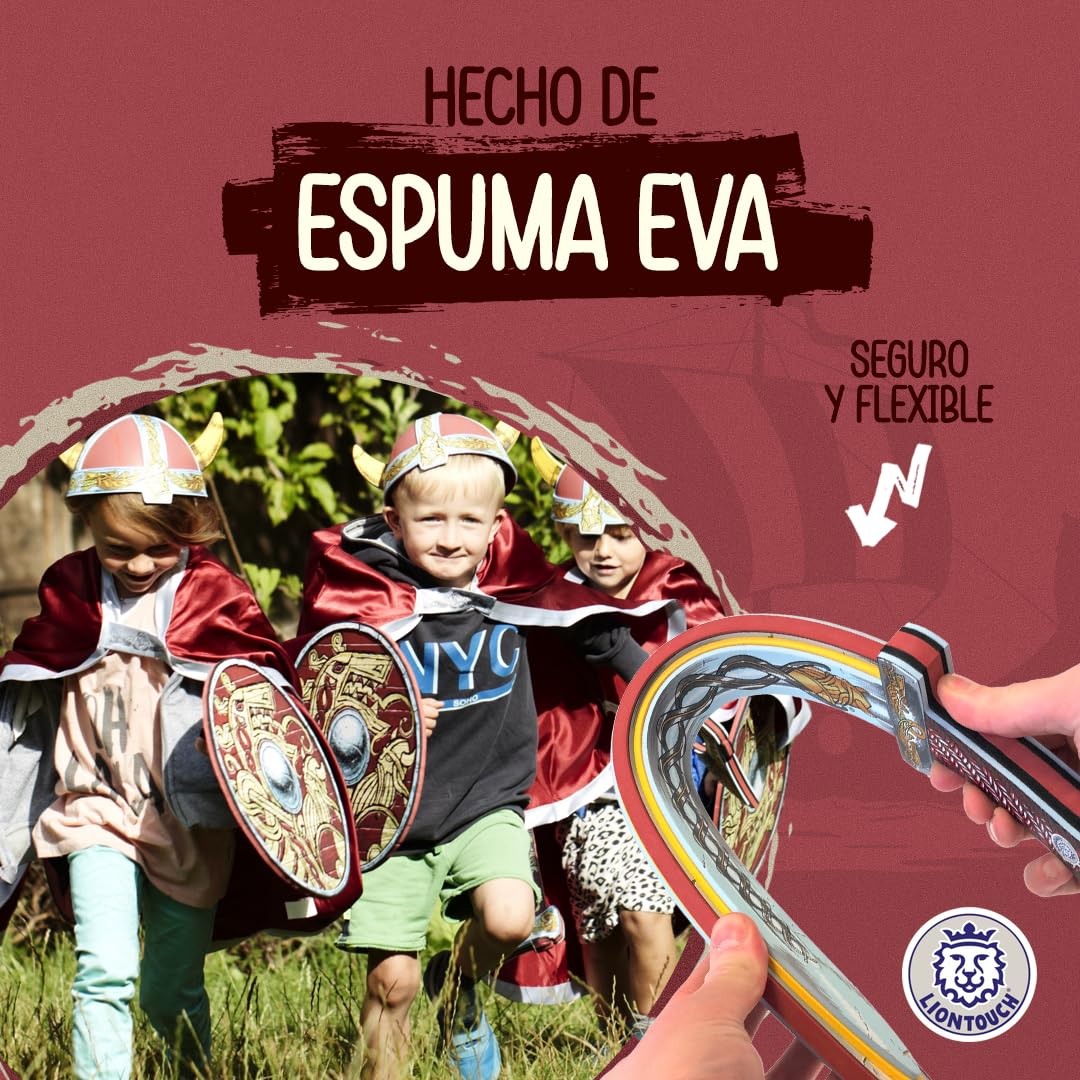 Liontouch - Espada, Escudo y Hacha Vikingos, Niños de 3-8 Años | Set de Juego Medieval del Jefe Harald en Espuma para Juego de rol Infantil de Estilo Nórdico | Armas para Disfraces y Trajes