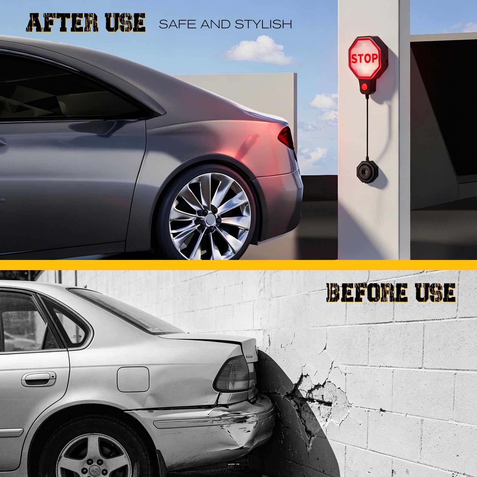 Garage ad ultrasuoni con segnale di arresto LED, sensore di parcheggio a LED con segnale acustico, sensore di parcheggio automatico per parcheggio preciso, montaggio a parete, funzionamento a batteria