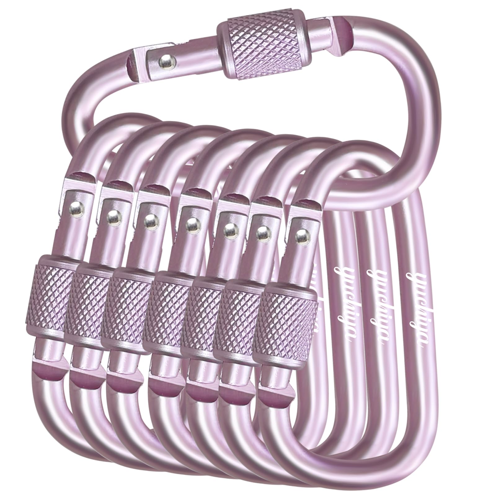 YUCHIYA 8 Pack D-Shape Carabiner Clasp with Screw Gate, 2.2 Inch Mini Keychain Clip Key Chain Buckle, Aluminum Alloy Keyrings Hook for Outdoor Hiking