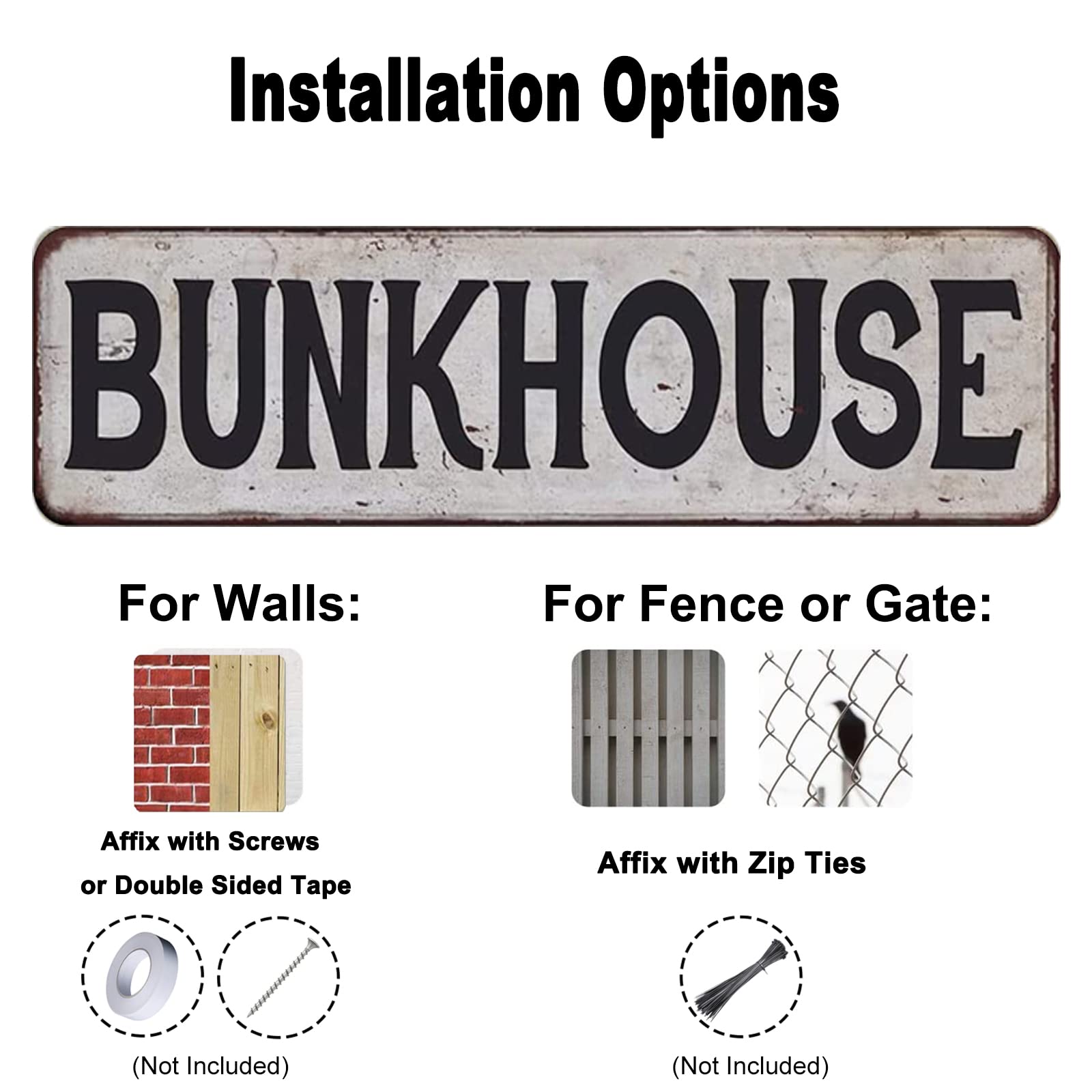 KILSPU Bunk House Vintage Look Rustic 4x16 Inches Metal Sign