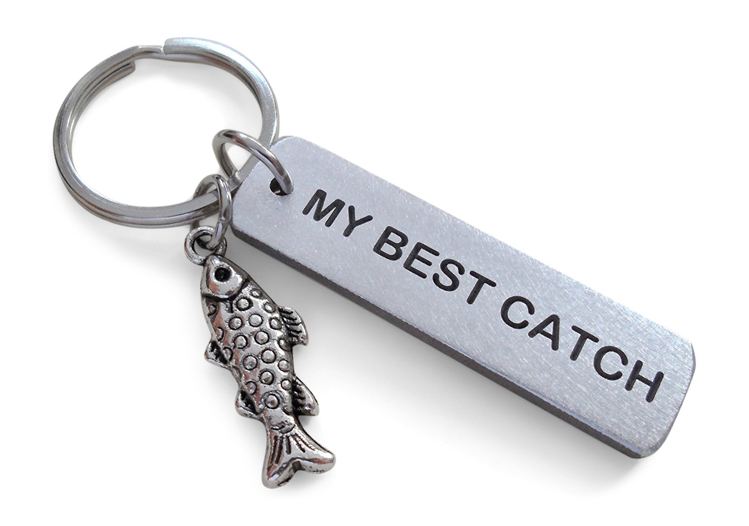 My Best Catch Gravé South de l'aluminium Tag Porte-clés et poisson Charm Porte-clés, Couples Keychain
