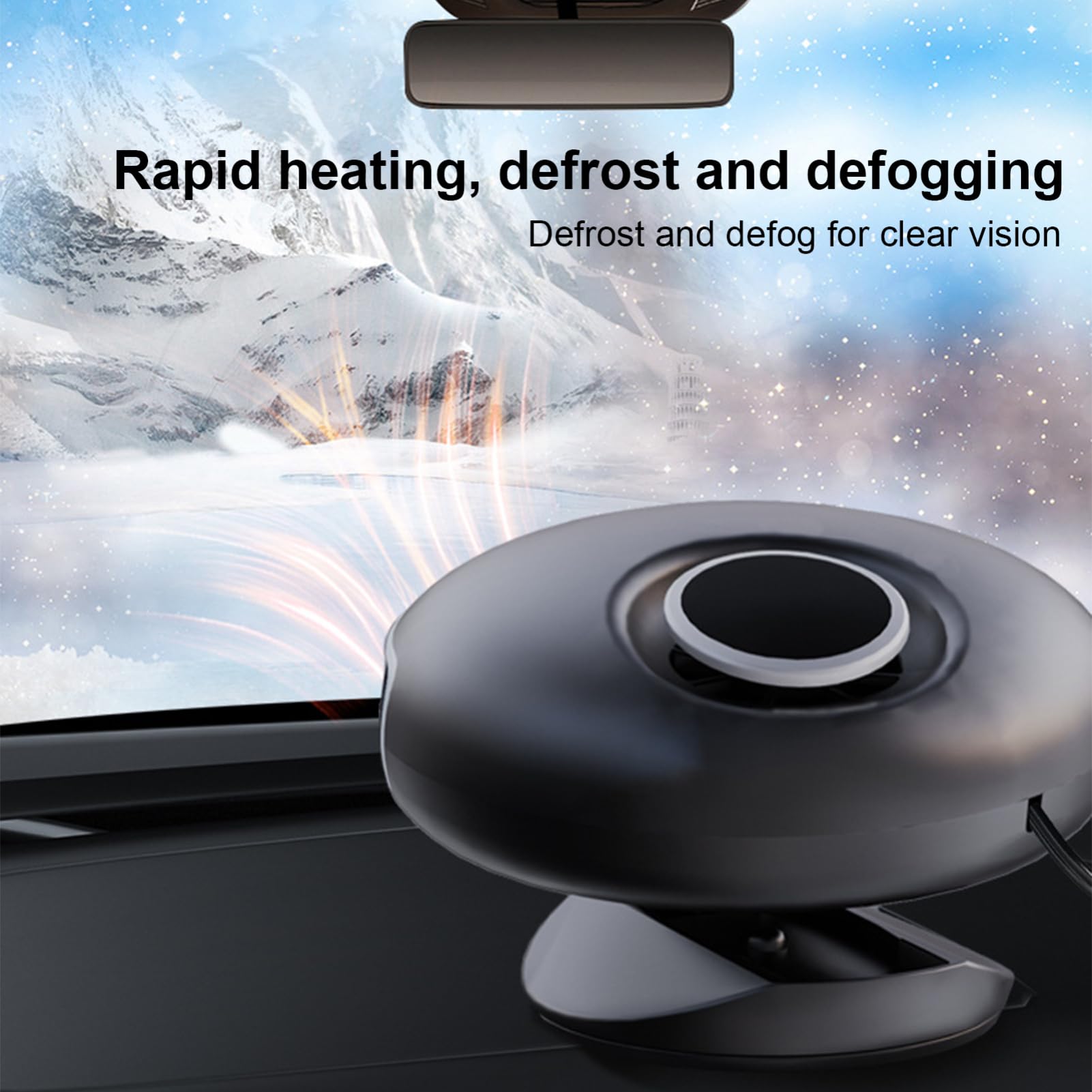 Chauffage de voiture portable 2 en 1 pour pare-brise de voiture – Dégivreur portable 12 V pour fenêtres de véhicules Chauffage rapide de l'air