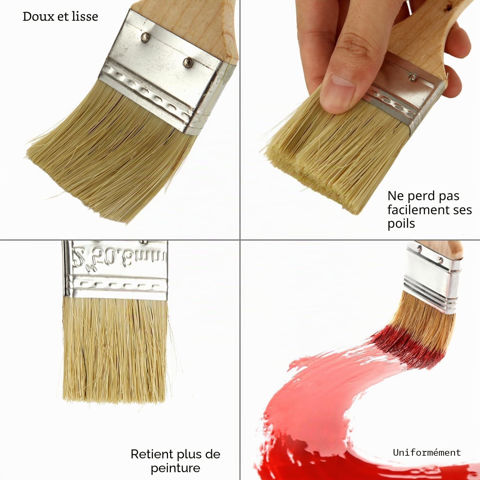 30 PCS Pinceau Plat Professionnel, Lot Pinceaux Peinture 45mm en Fibres PP Haute Qualité, Idéal pour Rénovation Maison, Meubles et Loisirs Créatifs, Finition Lisse