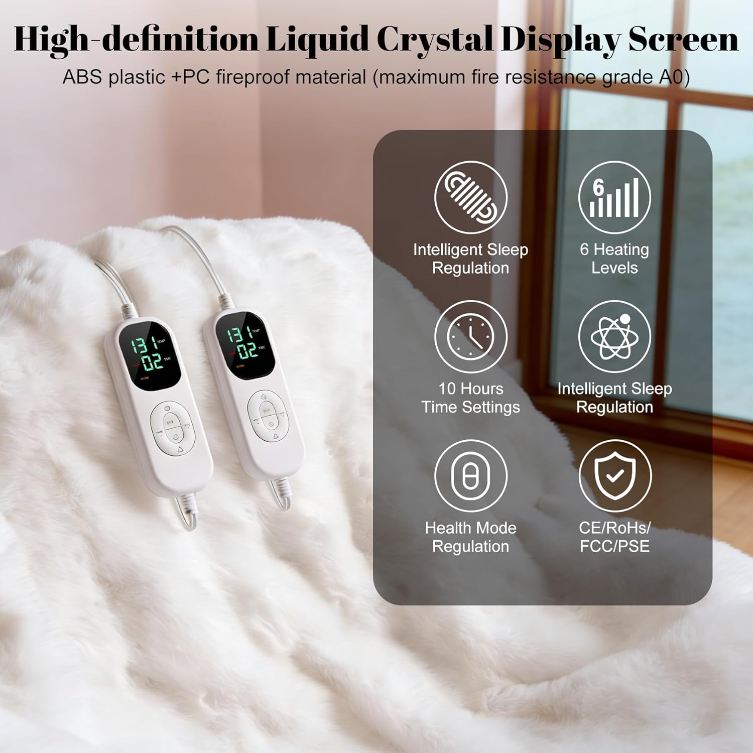 IUUI Electric Heated Blanket Queen 84''x90'',Luxury Faux Rabbit Fur Heating Throw Blankets,Fast Heating with 1/2/4/6/8/10 Hours,Overheat Protection, Quick Heating, Memory Function, Gift-Ready Design - Image 4