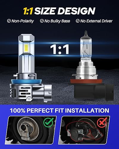 Miniatura 10 de AUTOONE Bombillas LED antiniebla H8 H11 H16 o DRL, amarillo ámbar de 3000 K, superbrillantes para reemplazos de luces antiniebla de automóvil, 50000