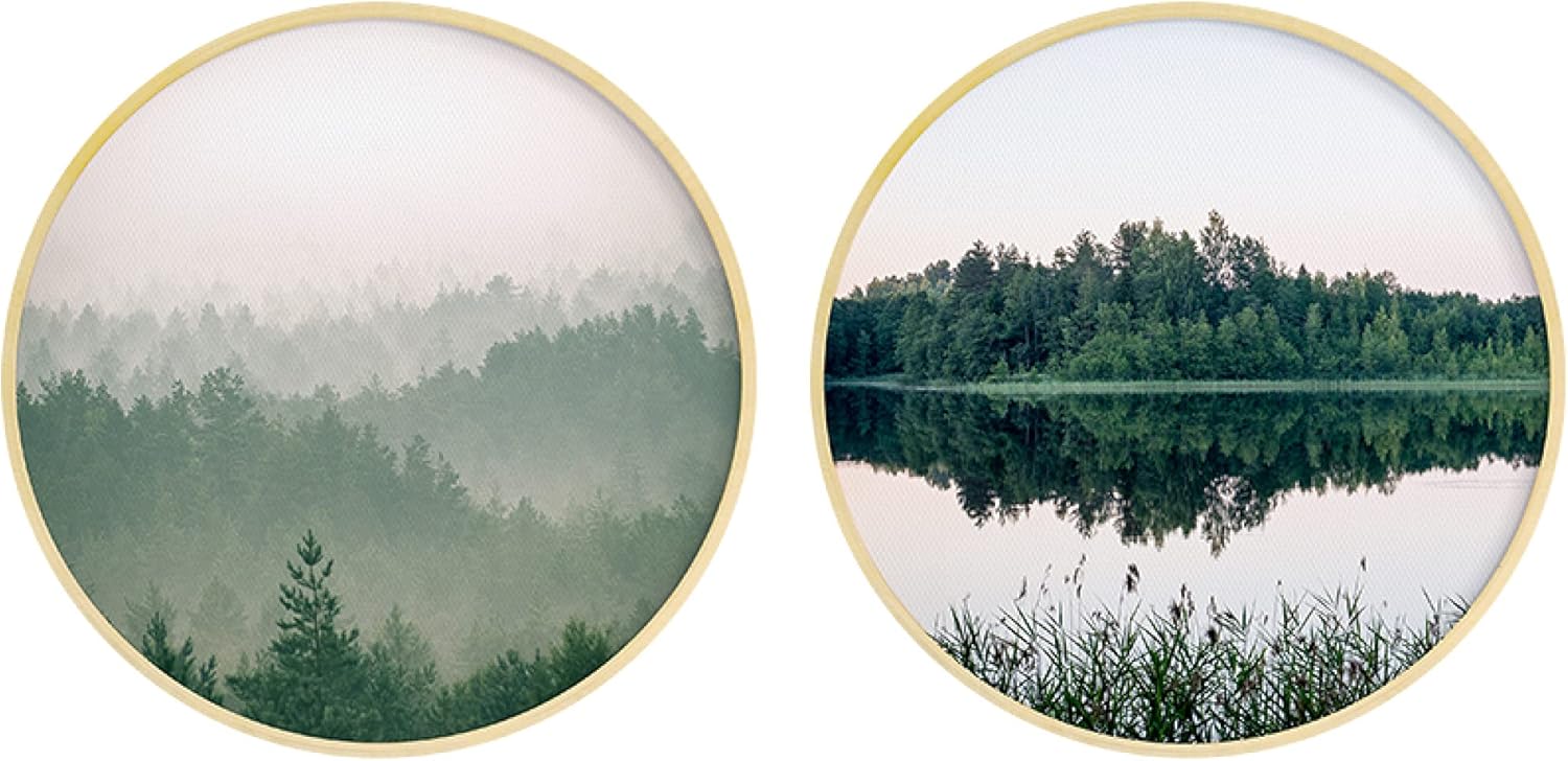 ZjBfddnmm Green Modern Minimalist Nordic Restaurant Decorative Painting Wood Round Office Wall Decoration Greenery Full Color/J /