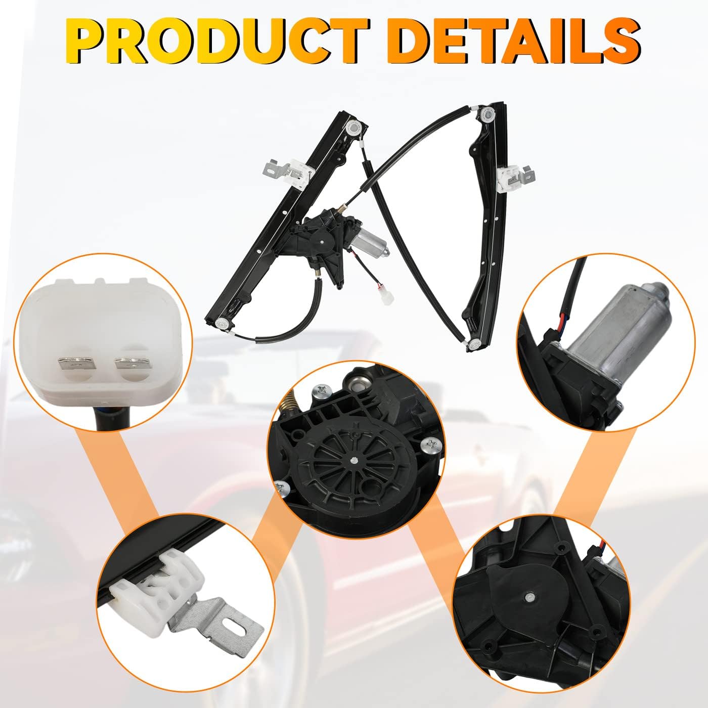 Front Right Passenger Side Power Window Regulator with Motor Assembly - Compatible with 02-10 Explorer 4-Door 07-10 Explorer Sport Trac 02-10 Mercury Mountaineer 03-05 Aviator - 741-814