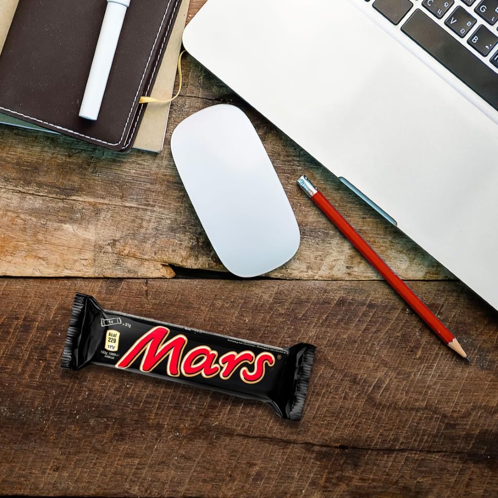 MARS - Barres Chocolat au Lait, Nougat & Caramel - Grand format - 40 barres chocolatées individuelles de 51g