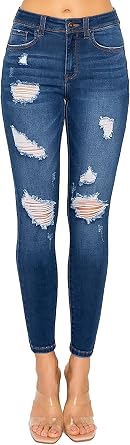 WAX JEAN Womens Butt I Love You Push-Up Destructed Modal Basic Skinny Jeans