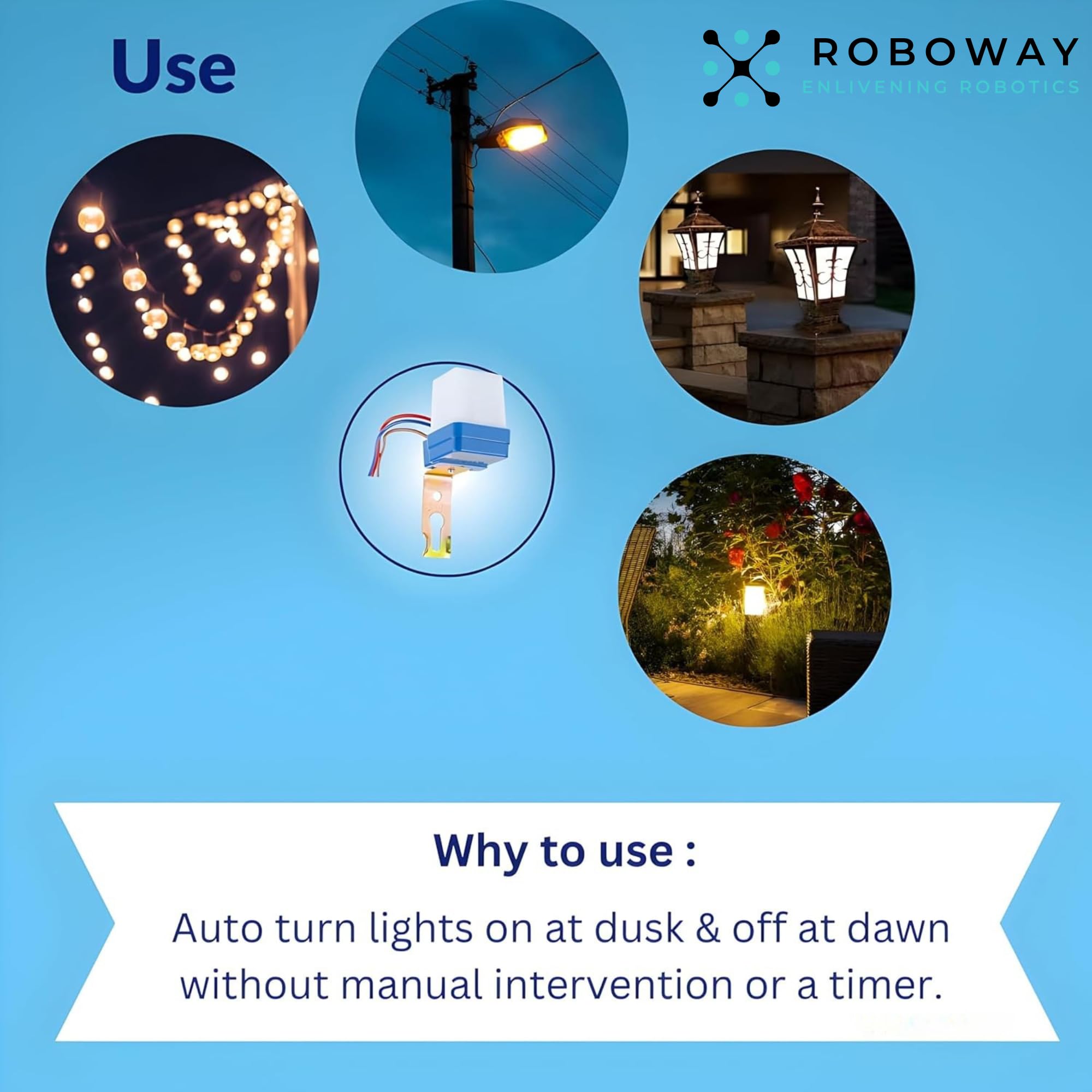 ROBOWAY 3Pcs Plastic 220V Auto Day/Night on and Off Photocell, LDR Sensor Switch for Street Light, Home, Outdoor Use (Pack of 3) — Amazon image 3