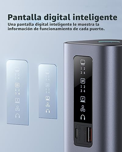 Miniatura 5 de Baseus Estación de acoplamiento, Spacemate(Win) 11 en 1, pantalla triple, HDMI y DP 4K, puertos USB A/C de 10 Gbps, Gigabit Ethernet, 100 W PD,