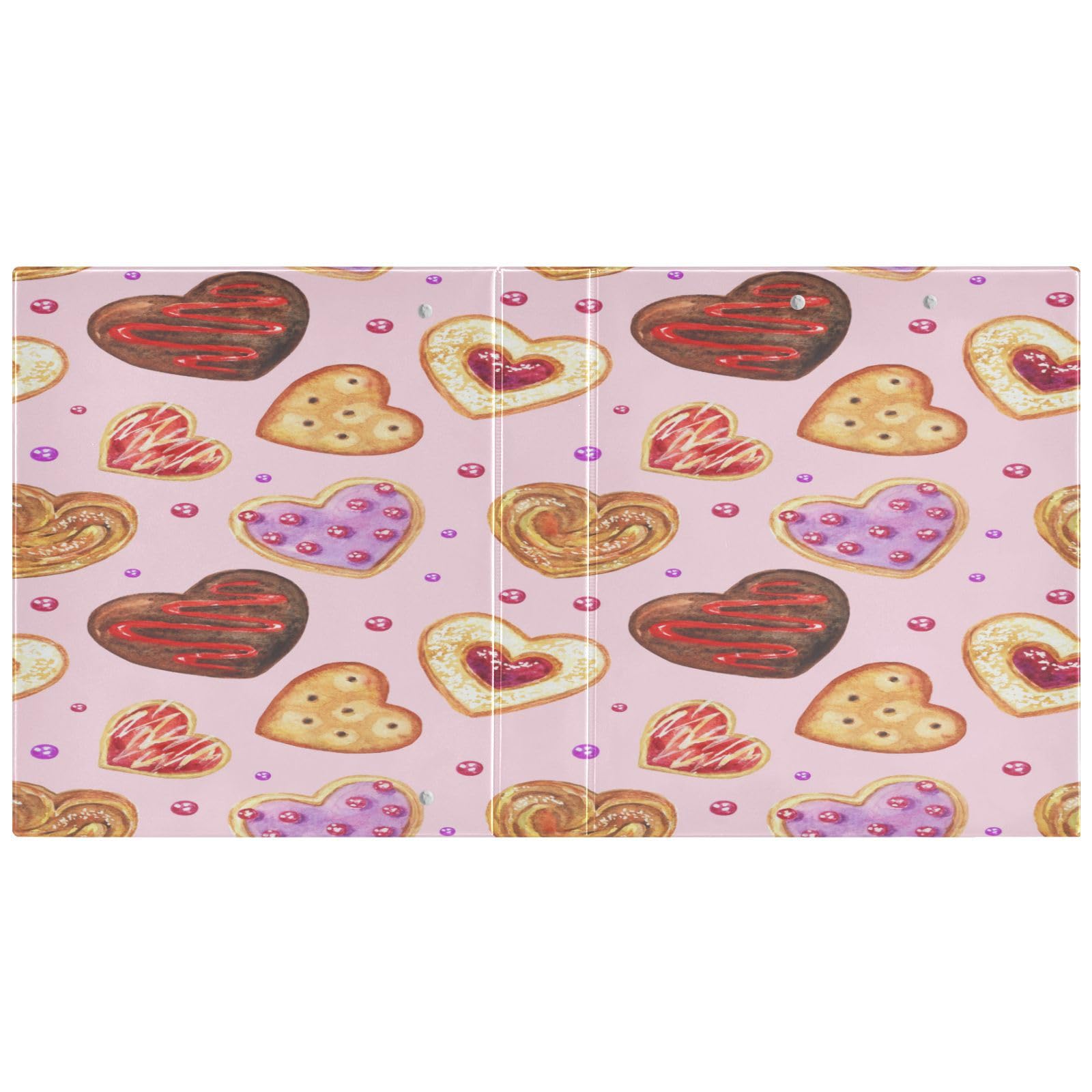 SKYSHU Love Heart - Raccoglitori ad anelli rotondi con 3 tasche interne in PVC trasparente, impermeabili, robusti, 3,8 cm, con clip in metallo antiscivolo, raccoglitori versatili per 200 fogli,