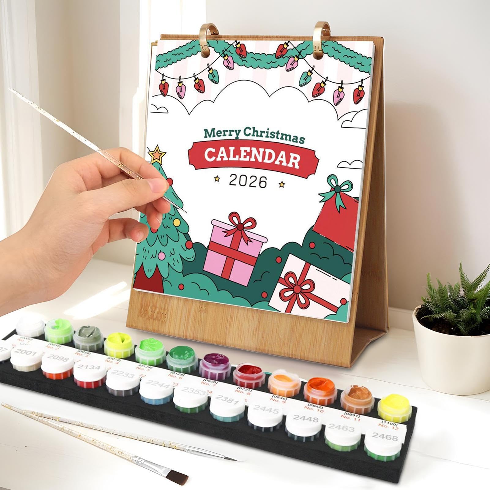Calendario De Adviento | Calendario de Mesa Temática de Navidad Pinturable | Planificador De Suministros De Arte Para Pintura Y Artesanía Para Adolescentes Hogar Cocina Escuela Familia