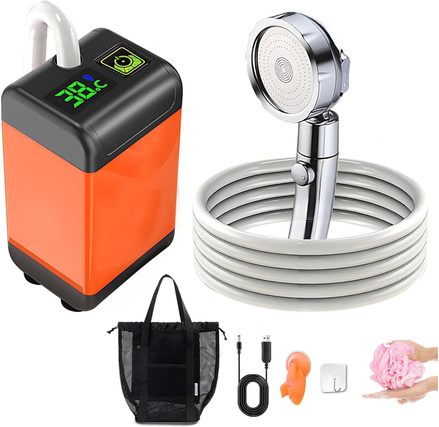 Portable Electric Shower 7800mAh Rechargeable, Shower Portable Lasting-170-200 Mins Mobile Shower for Outdoor Camping, Travel, Watering Plants