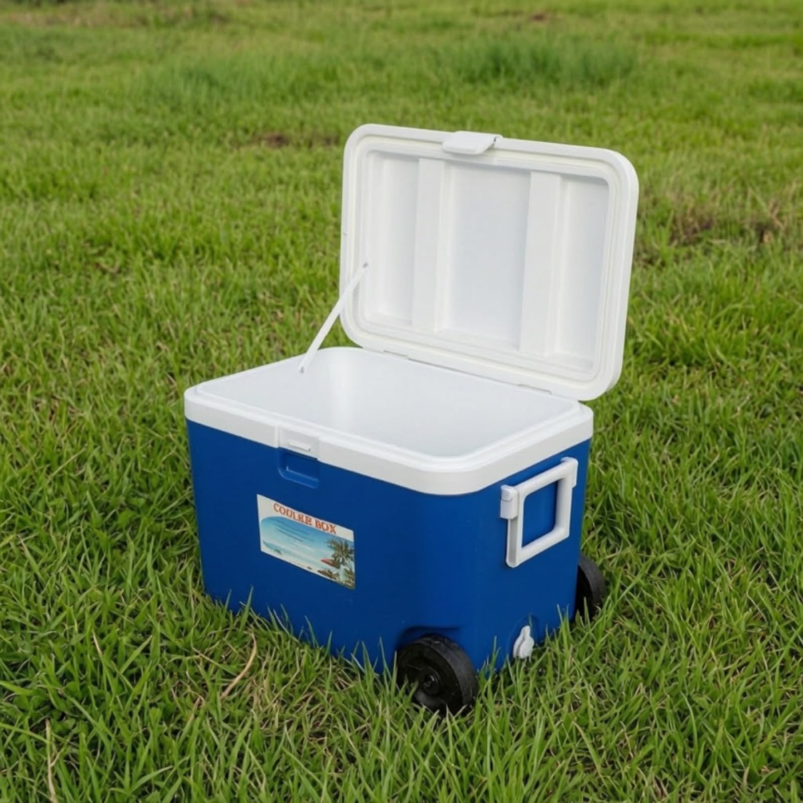 rockible Refrigeratore Portatile Carrello Frigo Scatola Termica Contenitore a Ruote Maniglia Laterale Chiusura Frontale Adatto per Campeggio Feste Picnic Viaggio