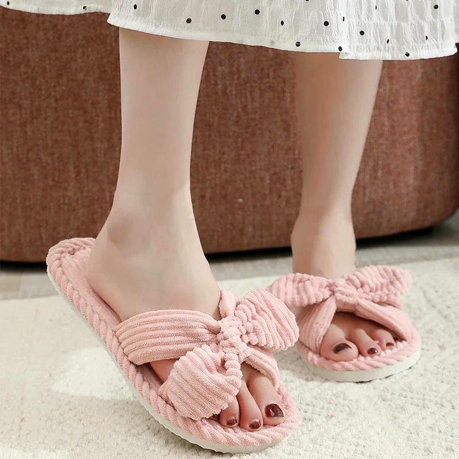 Chaussons Chaussures De Salon Nœud en Velours Velours-Gris Bleu-40-41