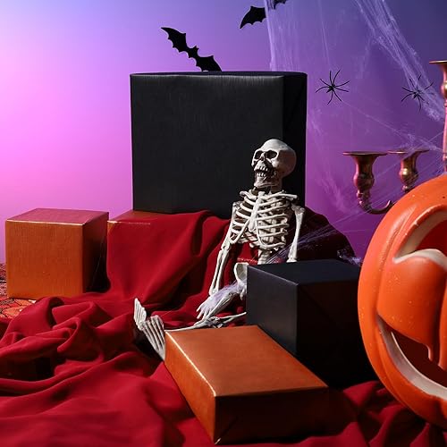 Miniatura 4 de BIOBROWN Rollo de papel de regalo de estraza negro, 17 pulgadas x 33 pies (47 pies cuadrados total) Papel de regalo de color sólido mate, papel