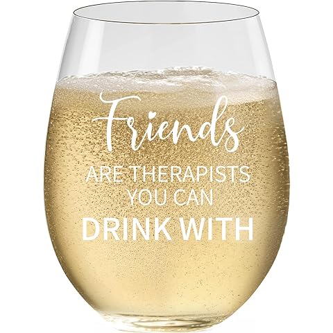 Birthday Gifts for Women Friendship – Wine Glasses,“Friends Are Therapists You Can ...