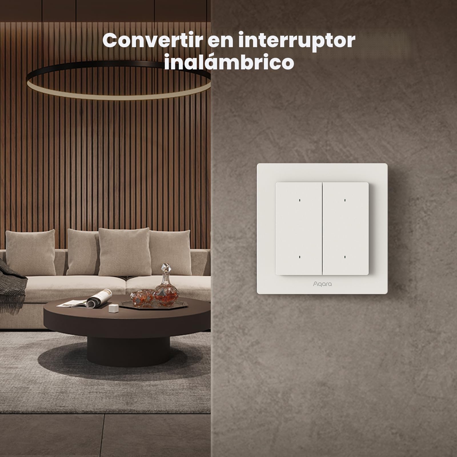 Aqara Interruptor de Luz Inteligente H2 UE (4 Elemento 2 Canales, 2 en 1 Neutro), Thread/Zigbee, Interruptor de Pared Inteligente con Matter over Thread, Compatible con Apple Home, Alexa, Google Home