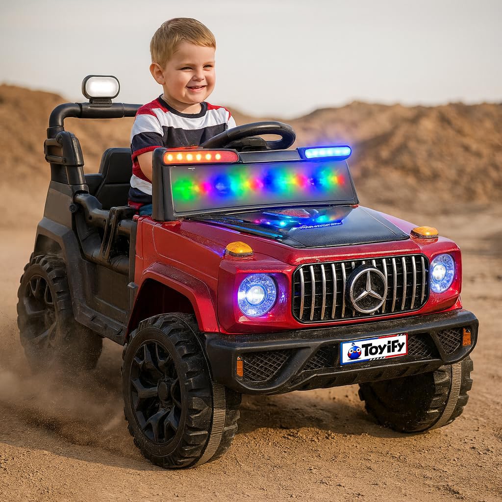 Toyify Driving 4x4 Jeep for Kids 1 to 6 Years | Driving Electric Car Toy Ride on | Loading Capacity of 40 Kg | Bluetooth Music Player | Remote Control & Manual Steering Drive (Red)-image-17
