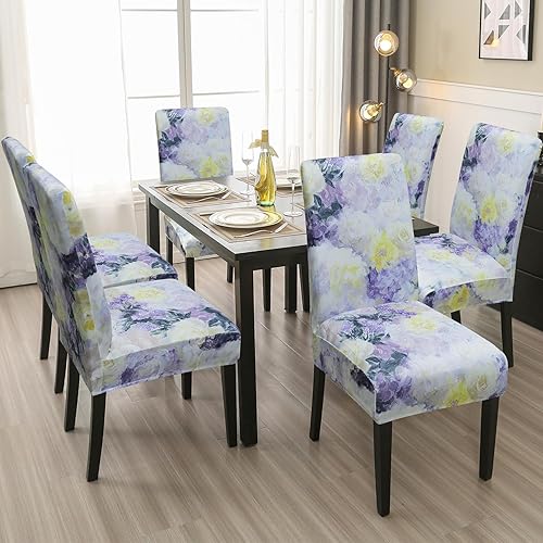 Miniatura 2 de Keyroal Juego de 4 fundas para sillas de comedor, elásticas de color sólido, fundas protectoras para sillas Parsons, de elastano, extraíbles y
