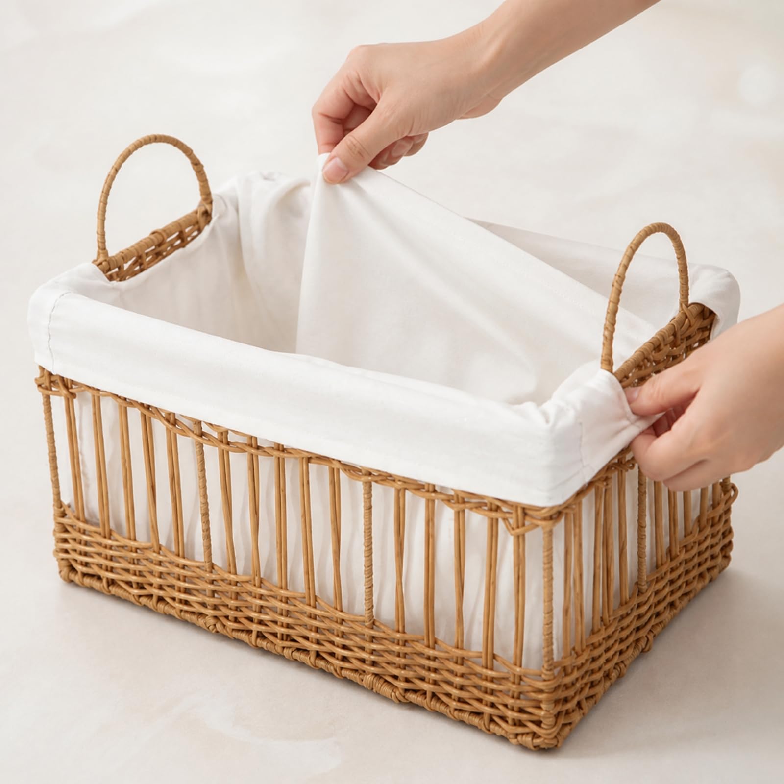 KESOTO Tejida con Transpirable | Lavable, Almacenamiento, Resistente, Cesta Baño, para Estanterías, 40x28x20cm, Cesta Tejida Forrada
