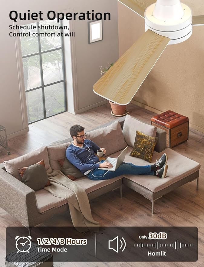 Ventilador de Techo 42 Pulgadas con Luz RGB, Control por App miniatura 6