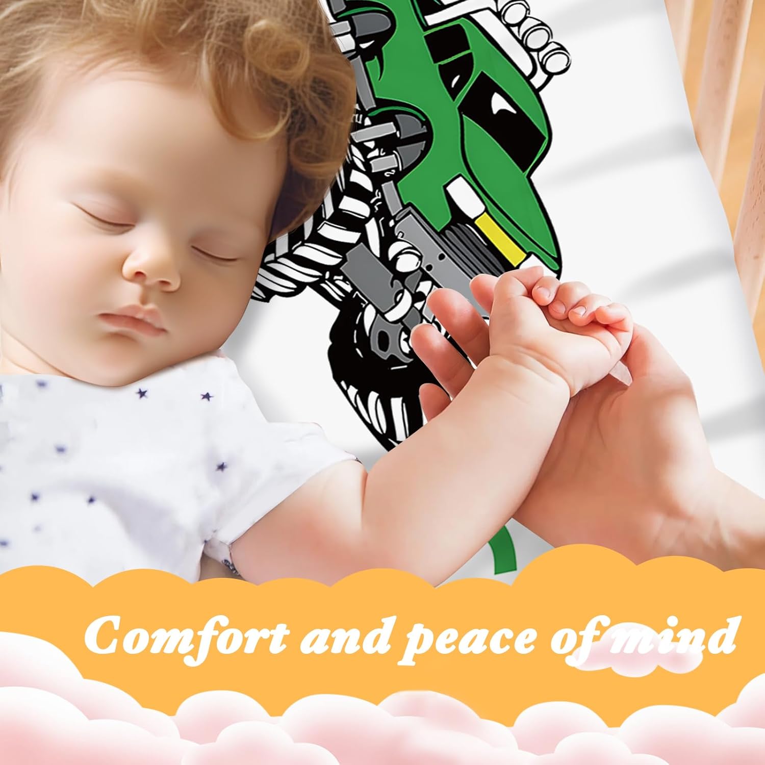 Custom Baby Crib Sheets - Personalized Name Fitted Bed Sheet for Standard Crib Mattress Cover - 2 Pack Car Tractor Monster Truck Excavator Designs Toddler Sheets for Boy Gift Color01