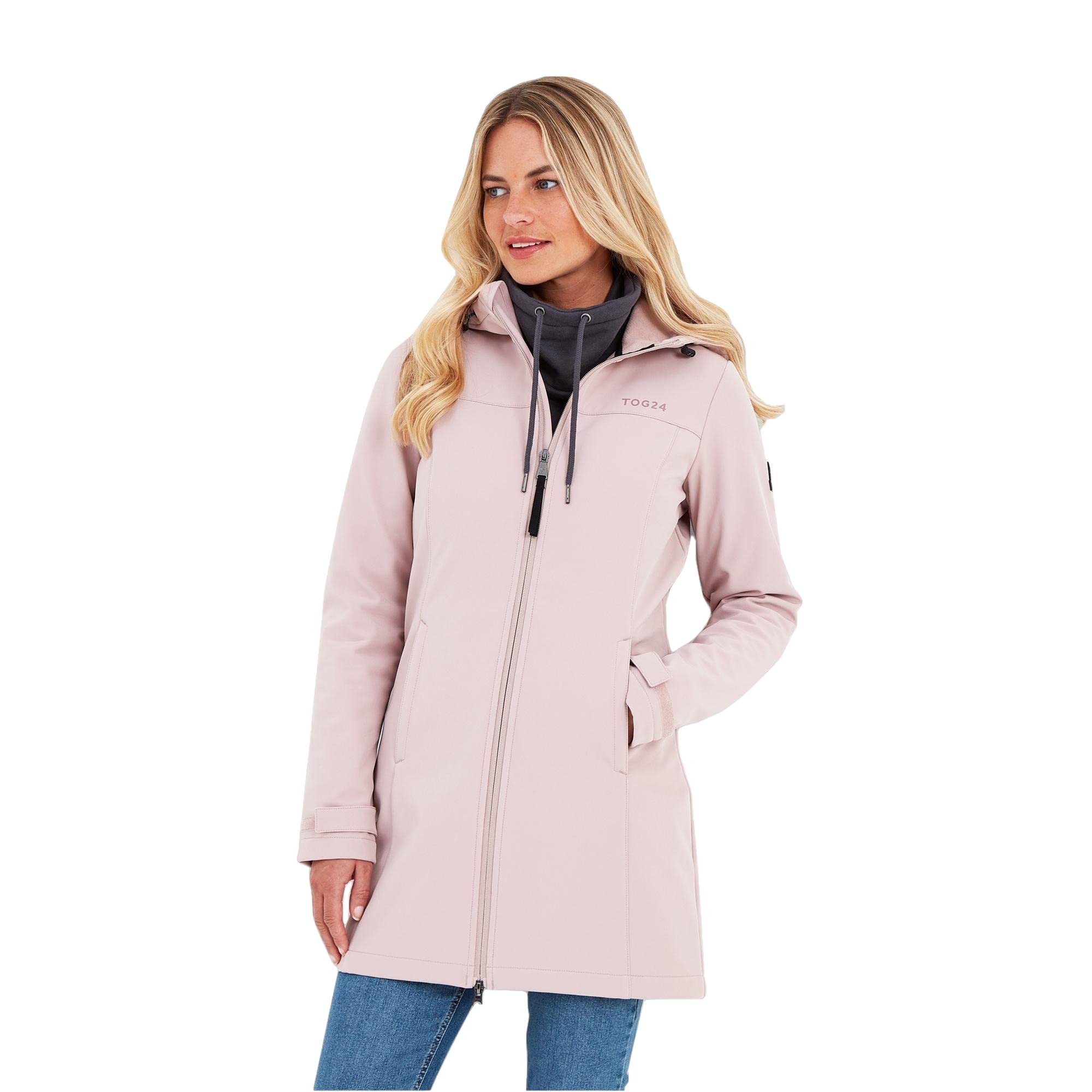 TOG24 Keld Damen Softshelljacke mit Kapuze Wasserabweisend Outdoor Lang Übergangsjacke Fleece Gefütterte Wanderjacke Atmungsaktiv Winterjacke Outdoorjacke
