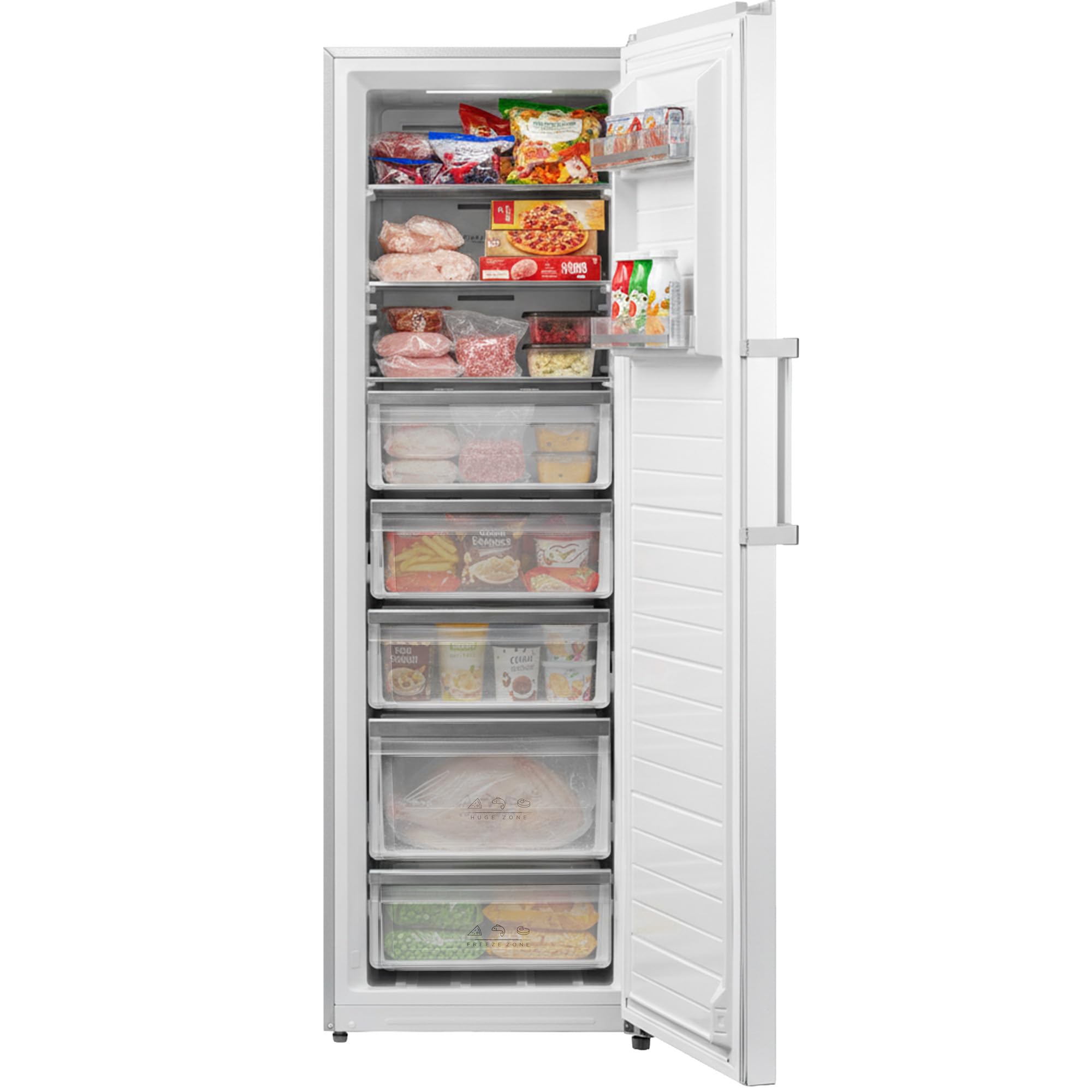 HFF-M272NFCE++ – 272 L NO FROST Gefrierschrank/Convertible Kühlschrank & Gefriergerät, LED‑Display, Elektronische Steuerung, Weiß‑Optik, 5 Jahre Garantie (Weiß)