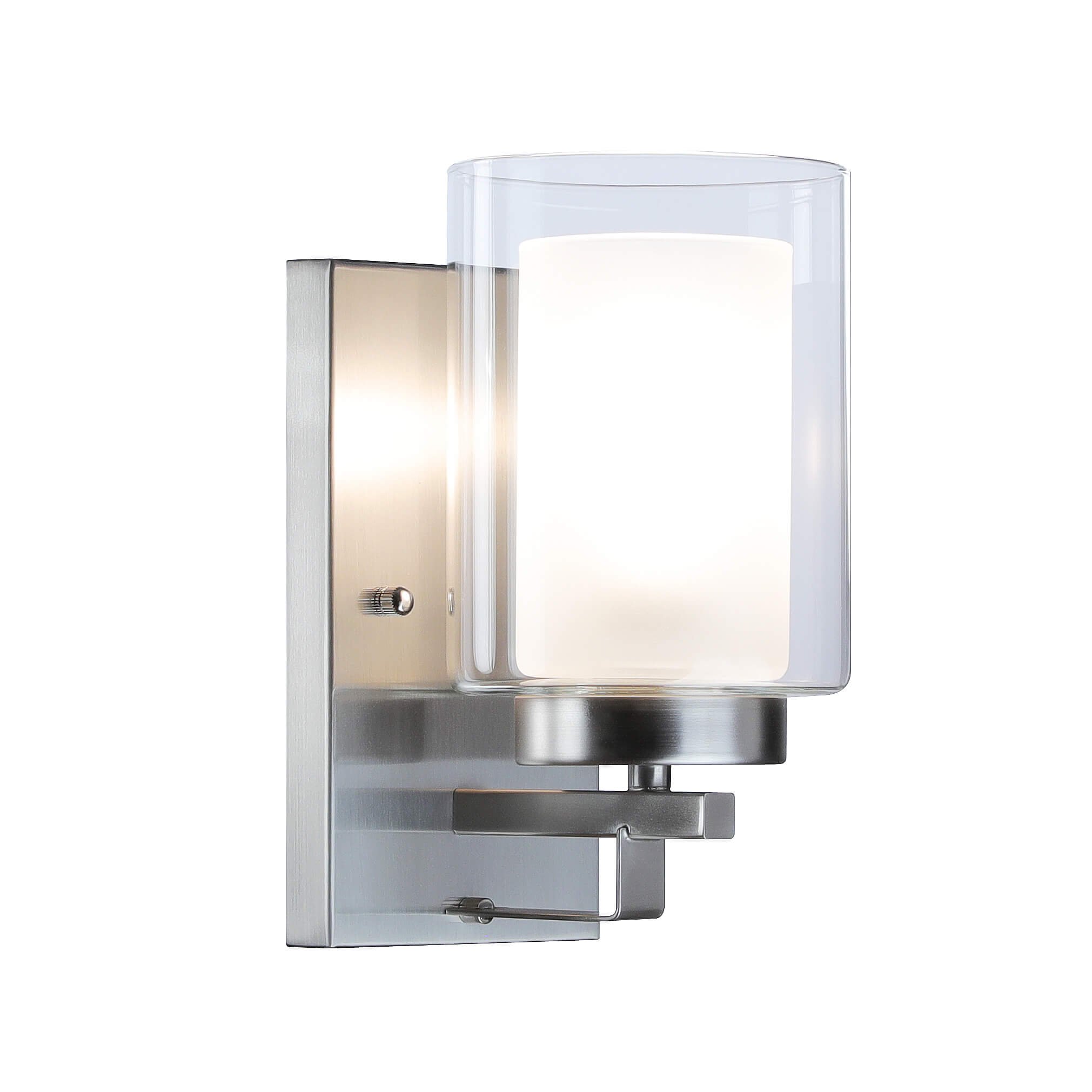 Wall Light 1 Light Bathroom Vanity Lighting with Dual Glass Shade in Brushed Nickel Indoor Wall Mount Light XiNBEi-Lighting XB-W1195-1-BN