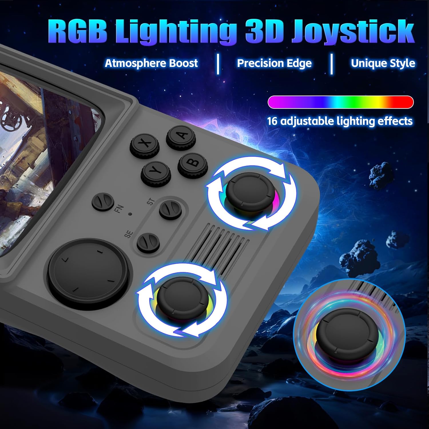 R36TMAX Retro Handhled Game Console, 4.0 Inch Retro Gaming Console with 4000mAh Battery, 64GB Preloaded with 18000+ Video Games, Portable Retro Game Console Supports WiFi Networked Fighting, Gray
