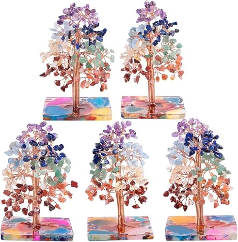 Miniatura 9 de Rockcloud Árbol de cristal curativo de cuarzo rosa para oficina en casa, árbol de la vida envuelto en cobre, bonsái, Feng Shui, árbol de dinero para