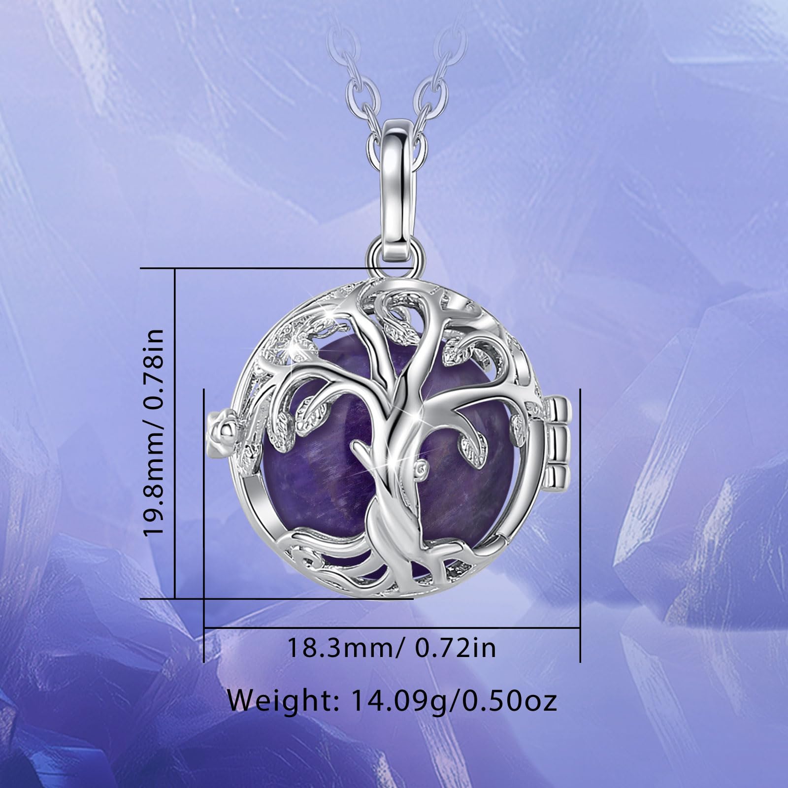 INFUSEU Collar Árbol De La Vida, Piedra Natural Cristal Colgante Mujer Arbol De La Vida Joyería Cristales Curativos Varias Piedras Intercambiables Bruja Mágica Proteccion Regalos para Mamá Mujer