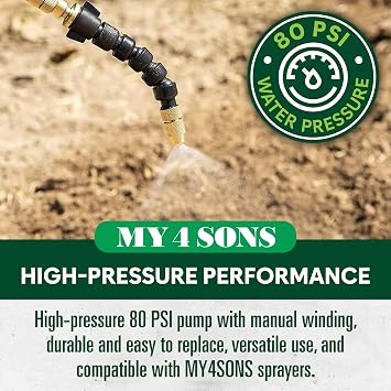 My4Sons Black 80 PSI Backpack Sprayer Pump - Heavy Duty Water Pressure Pump with Automatic Regulator - 2 Amp 12V High Pressure Replacement Water Pumps for Garden Washer Tank, General System & More