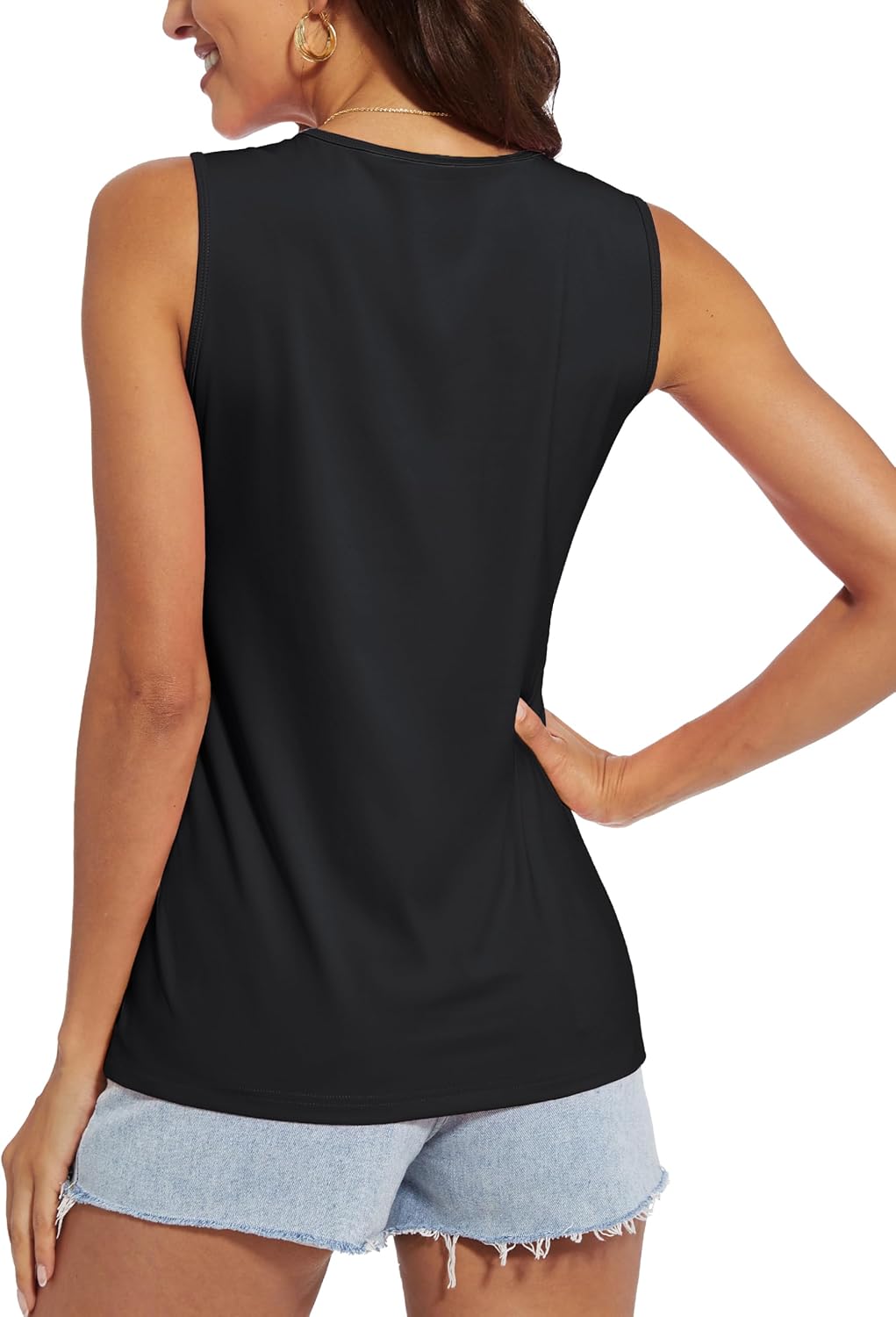 MAGCOMSEN Women's Workout Tank Top Athletic Muscle Sleeveless Crew Neck Shirt UPF 80+ Moisture Wicking Gym Running - Image 2