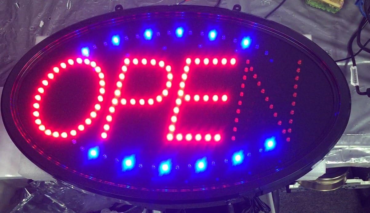 Ultra Bright Led Open Sign 2 Pattern Motion 13"x22" Oval, LED light, Indoor