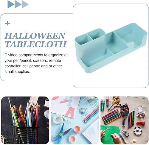 Miniatura 4 de Cabilock Accesorios de oficina Organizador de escritorio de plástico con soporte para lápices y bandeja de notas adhesivas, caja de almacenamiento