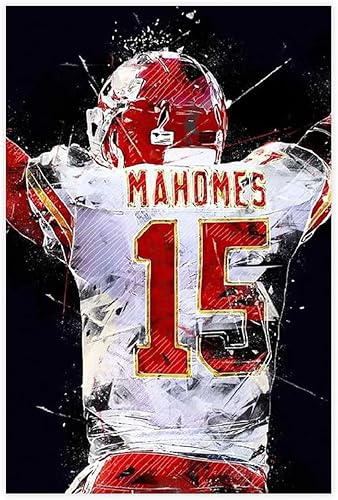 Miniatura 1 de Patrick Mahomes - Póster de 1 lienzo con diseño de estrellas y deportes, decoración de dormitorio, paisaje deportivo, oficina, habitación, regalo,