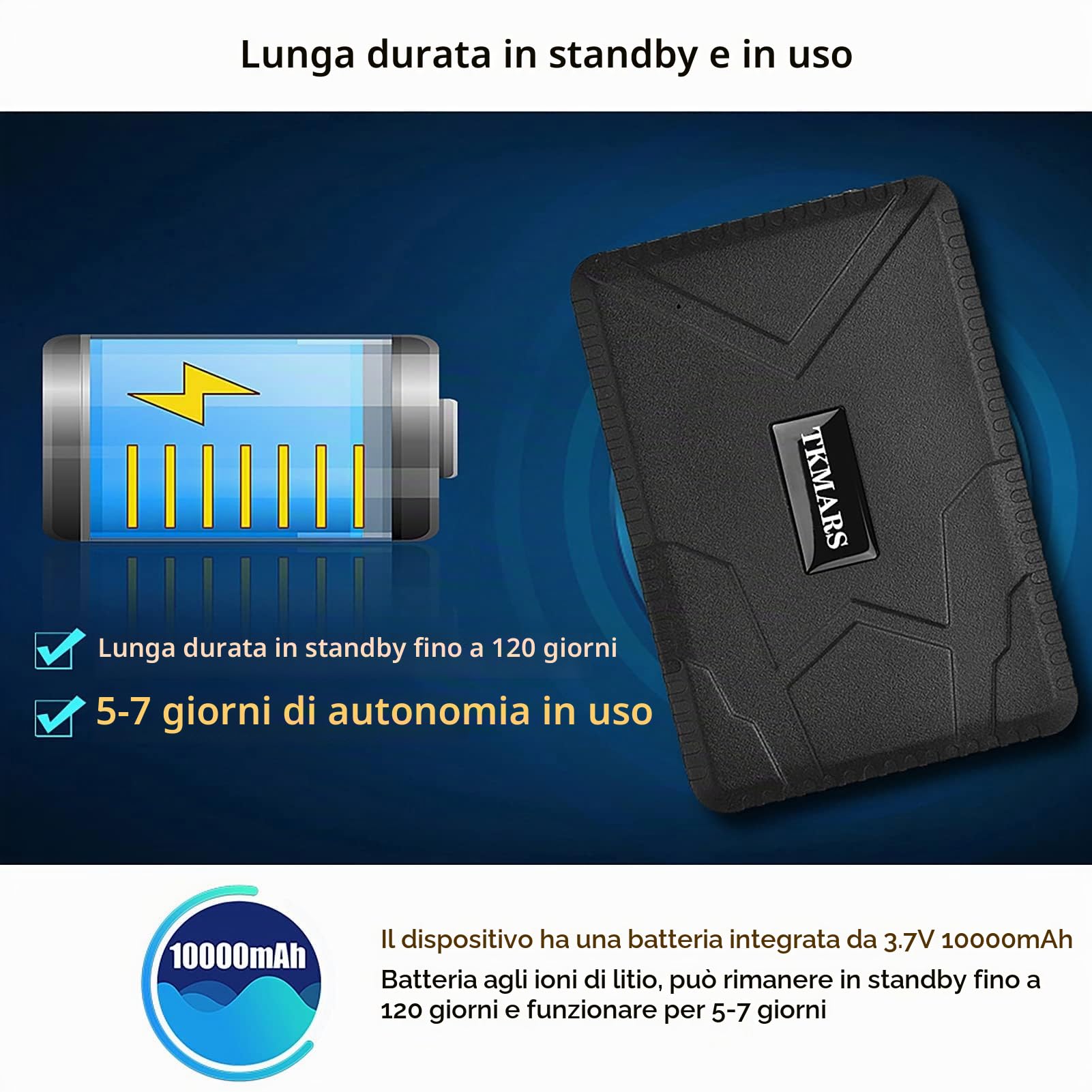 Localizzatore GPS Spia Auto GPS 10000mah, Tracker per Auto con Microfono Smart Alarm Impermeabile con Forte Magnete con L'app Senza Abbonamento Puoi Gestire Più Contemporaneamente