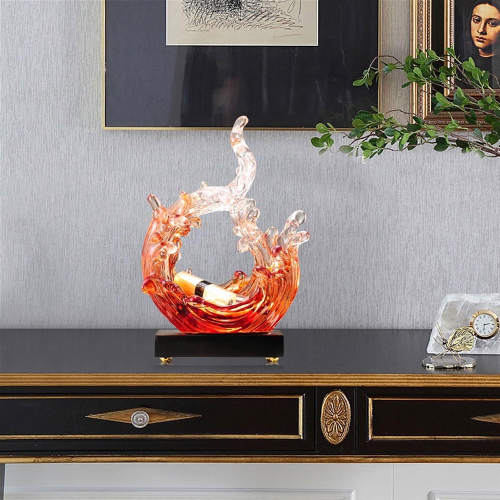 Deko Skulptur Weinkühler, Schmuck, kreative Wellen, Ornamente, Zuhause, Wohnzimmer, gehobener TV-Schrank, Dekoration, Büro, modernes Kunsthandwerk Statue (Color : C)