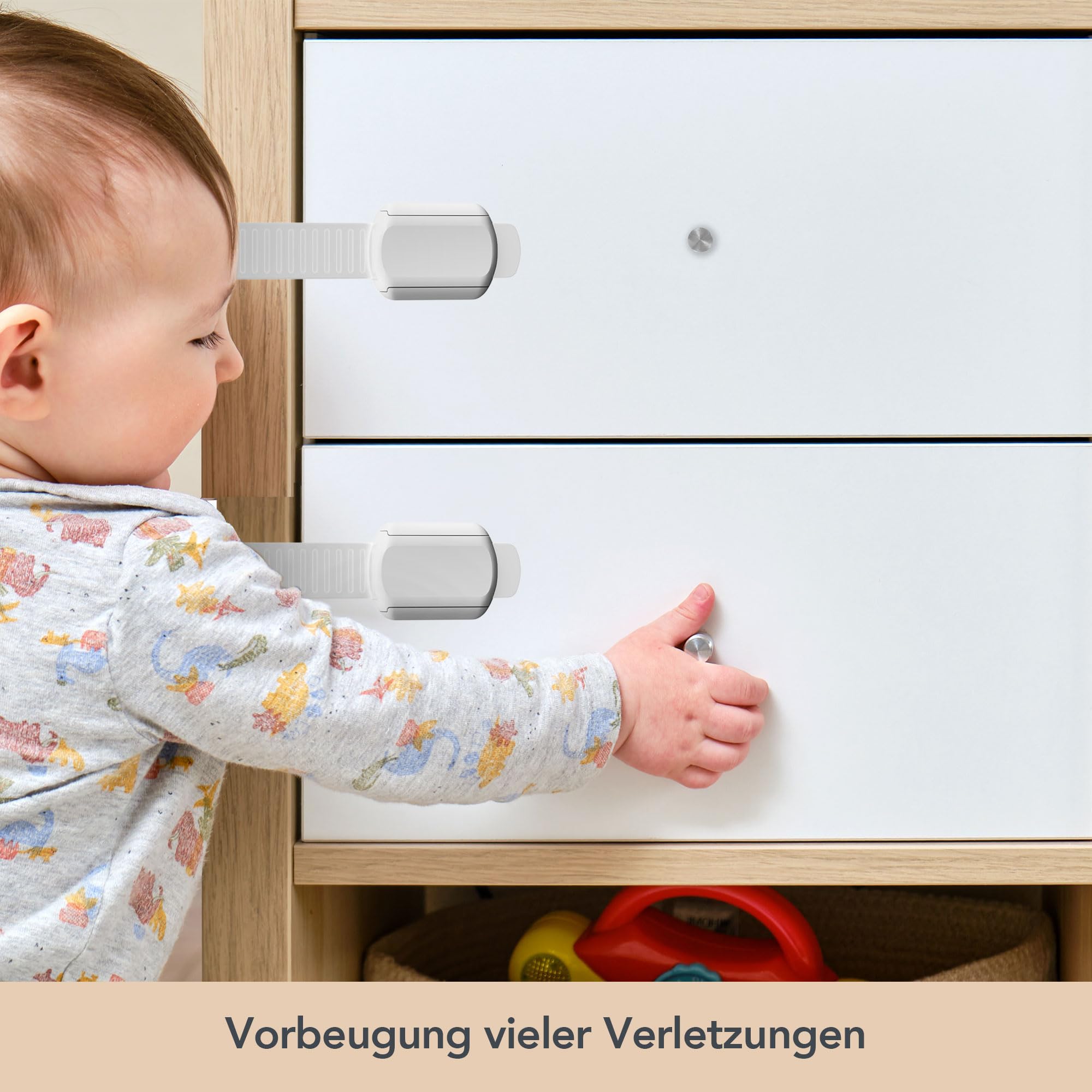 6 Chiusure Di Sicurezza Per Bambini Moonybaby - Adesive, Senza Forare, Per Armadi, Cassetti, Frigoriferi - Foto 5