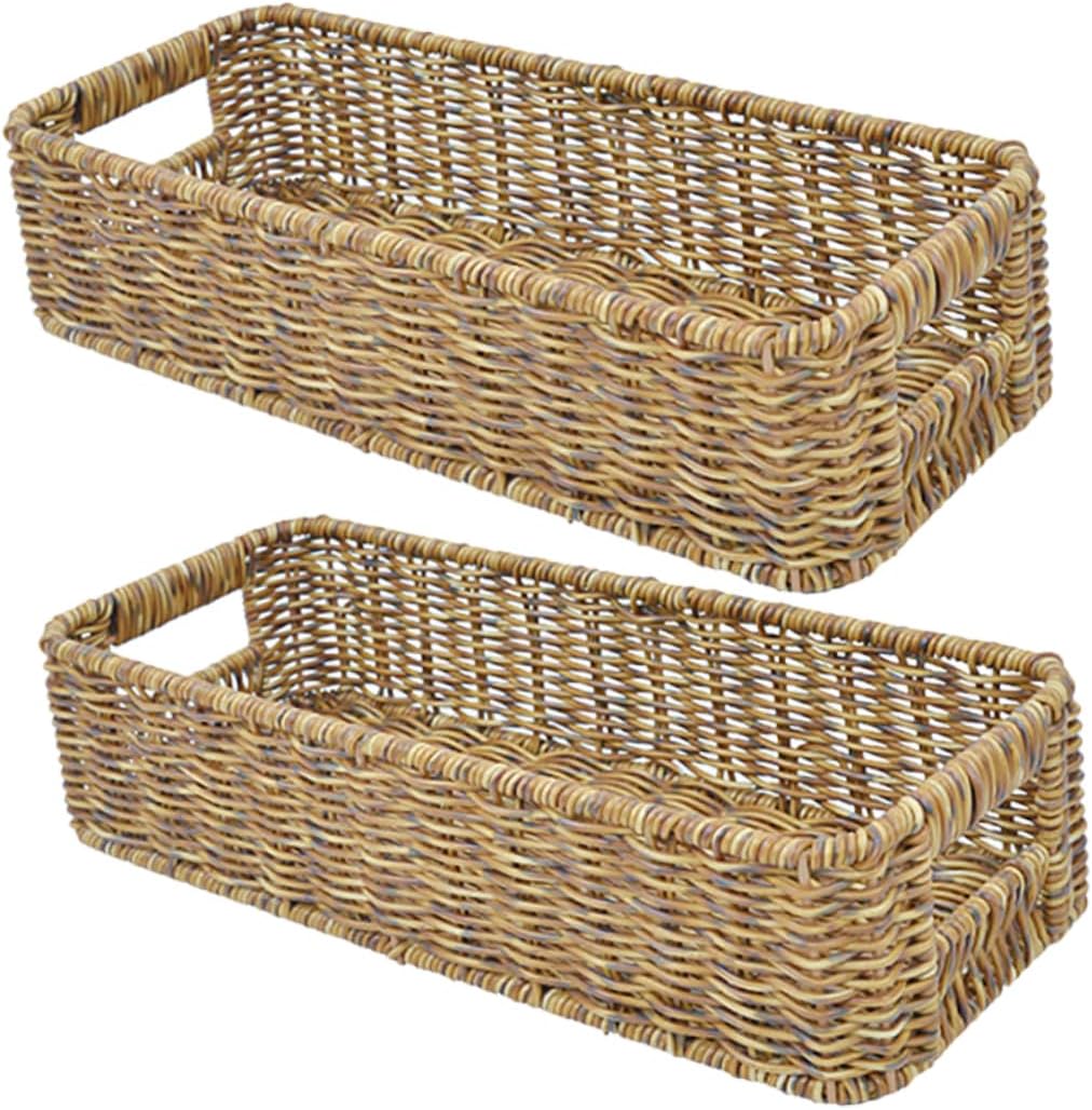 Cabilock 2pcs Woven Chopstick Holder Basket Utensil Drying Rack for Organized Storage Non Slip Base for Kitchen Dining Use Deep
