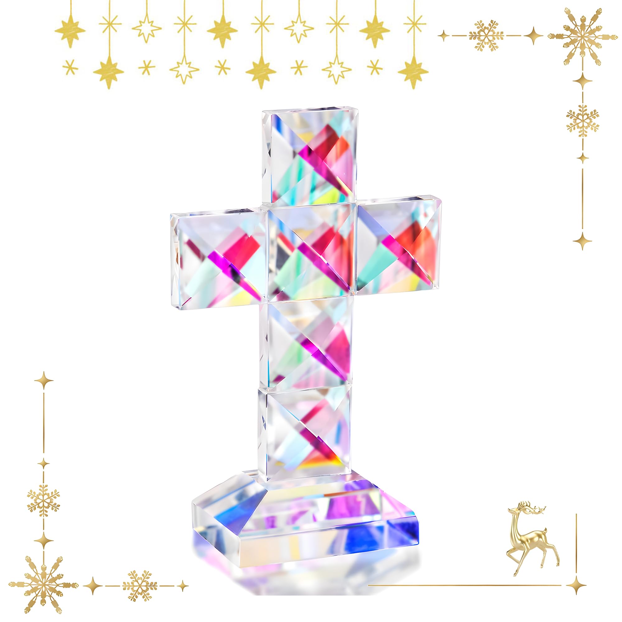 Amazon.co.jp: QFkris カラフル クリスタル 十字架 立体 高さ5インチ