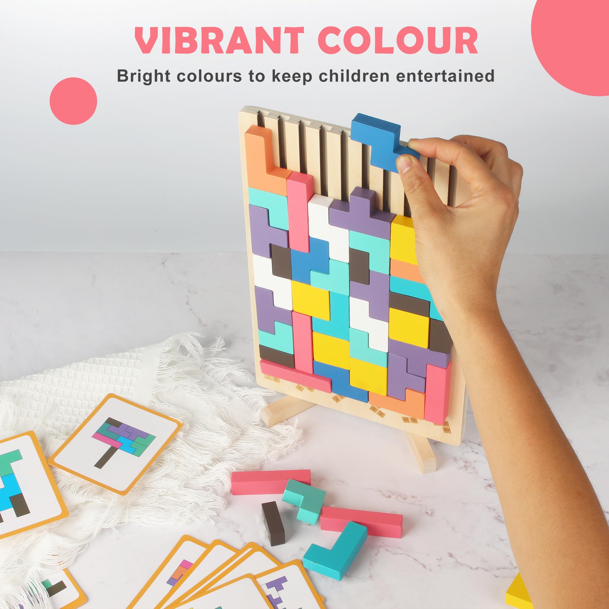 Rompecabezas 3D de Madera Tetris, Rompecabezas niños, Juegos Montessori 3 4 5 6 Años, Juego Tetris Madera, Inteligencia Jigsaw, Cerebro Juguete, Regalos para Niños