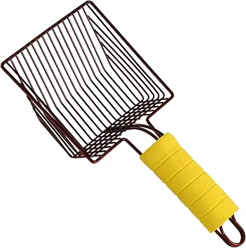 Lxmons Cat Litter Scoop, Steel Metal Scooper with Deep Shovel and Long Foam Handle for Kitty Litter Box, Soft Pet Sifter, Comfy Poop Sifting, Pooper Lifter, Durable and Heavy Duty, Bronze Finish