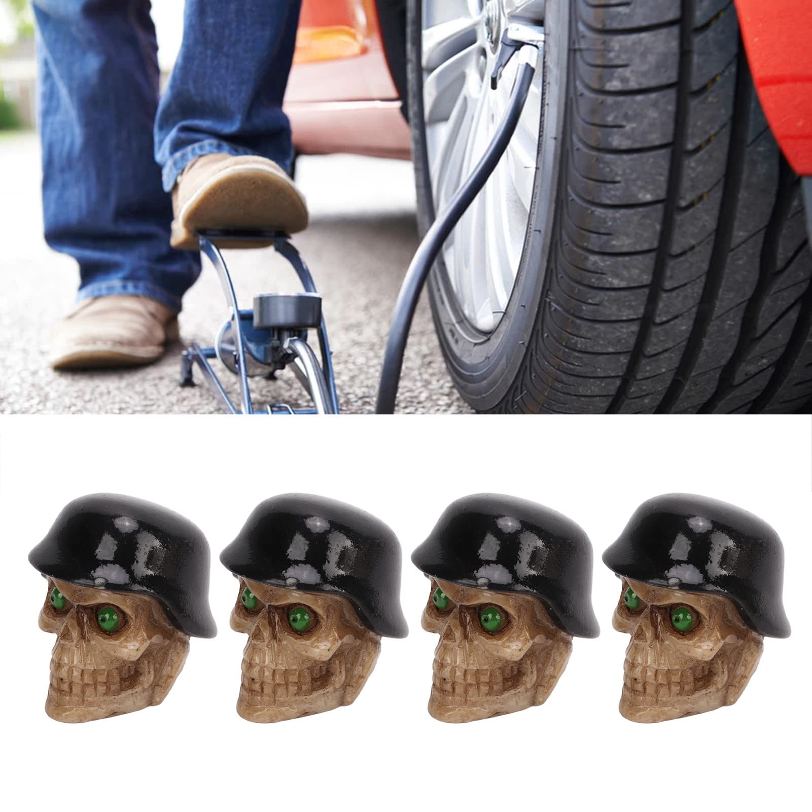 4 Pezzi Cappucci Valvola Pneumatici, Cappucci Parapolvere Stelo Pneumatico Auto Stile Teschio, Cappucci Stelo Valvola Pneumatico Ruota Universale Auto per Auto Camion Biciclette (Bronzo
